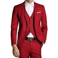 blazers pants vest new fashion 2021 men business casual suits male solid color three piece sets jacket coat trousers waistcoat