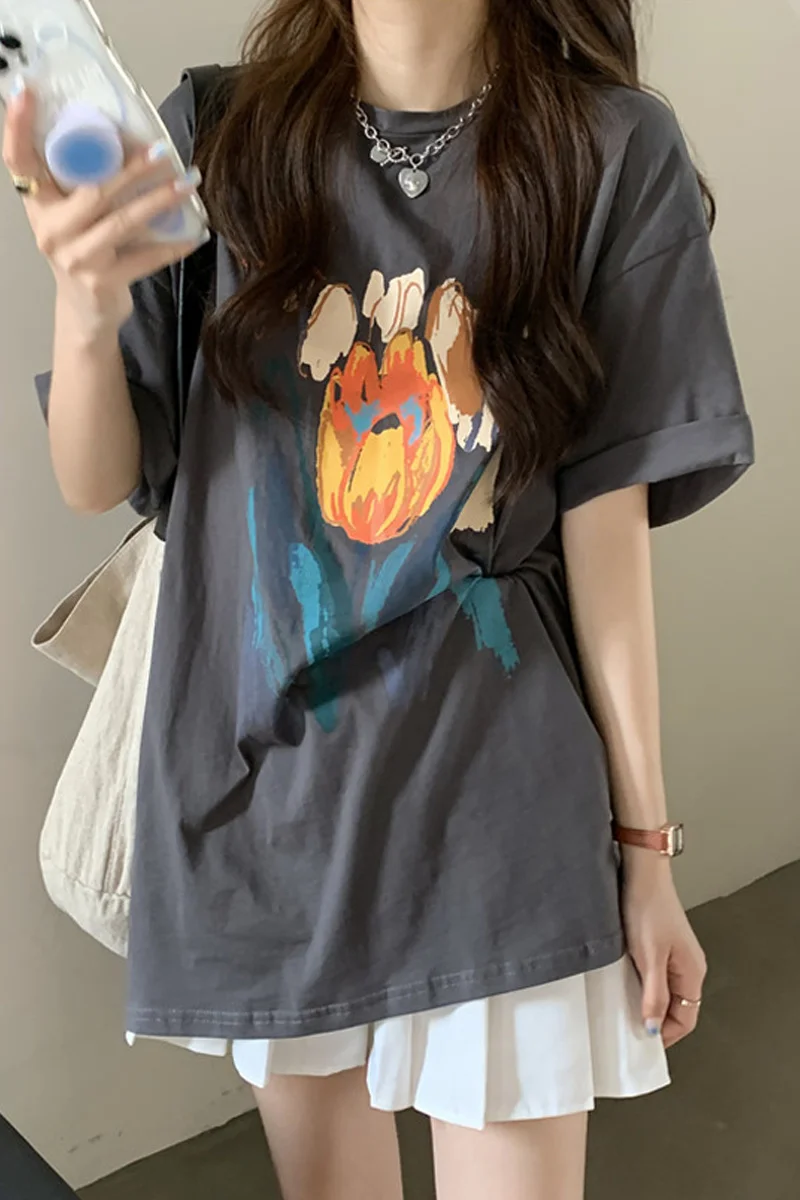 Женская футболка средней длины с коротким рукавом Новинка лета 2021 шикарная