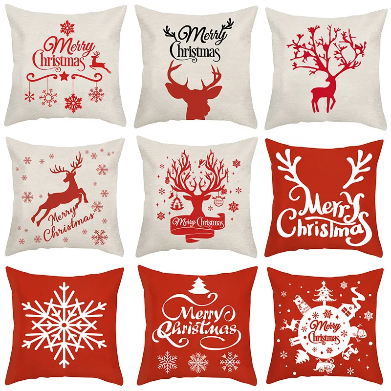 

45cm Christmas Pillowcase Cushion Cover Christmas Decoration for Home Natal Navidad 2021 New Year Gift For Kids Friends 2022