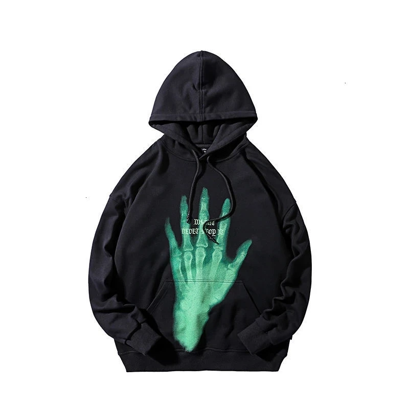 

Street Men's Black Super Dalian Hoodie Palm Print Women's Street Wear High Quality Pullover Men's Casual Hooded Sweatshirt