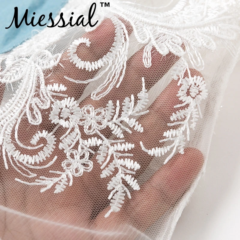Miessial, Лоскутная Прозрачная сетчатая Джинсовая блузка, рубашка, женская элегантная кружевная Цветочная Осенняя рубашка, топ, женская модная уличная одежда
