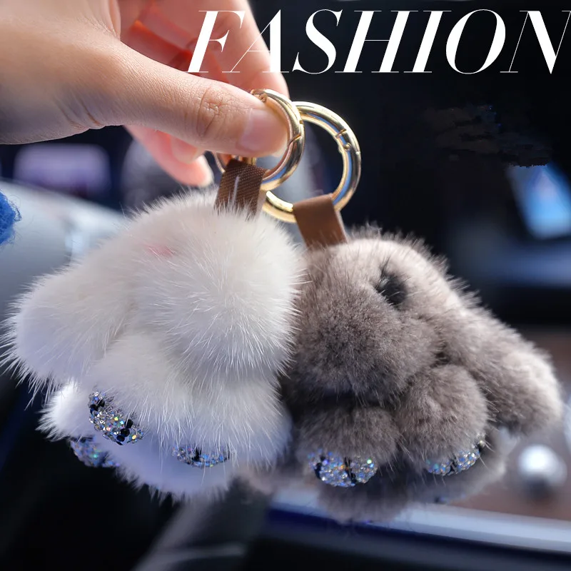 Брелок для ключей с милой куклой кролика Рекс пушистая плюшевая подвеска