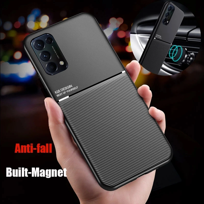 

Luxury Leather Phone Case For OPPO Realme X50 5 6 C11 XT X2 Pro K5 A5 A9 2020 A91 A11X F11 Reno 2 3 5 2Z Pro Car Magnetic Cover