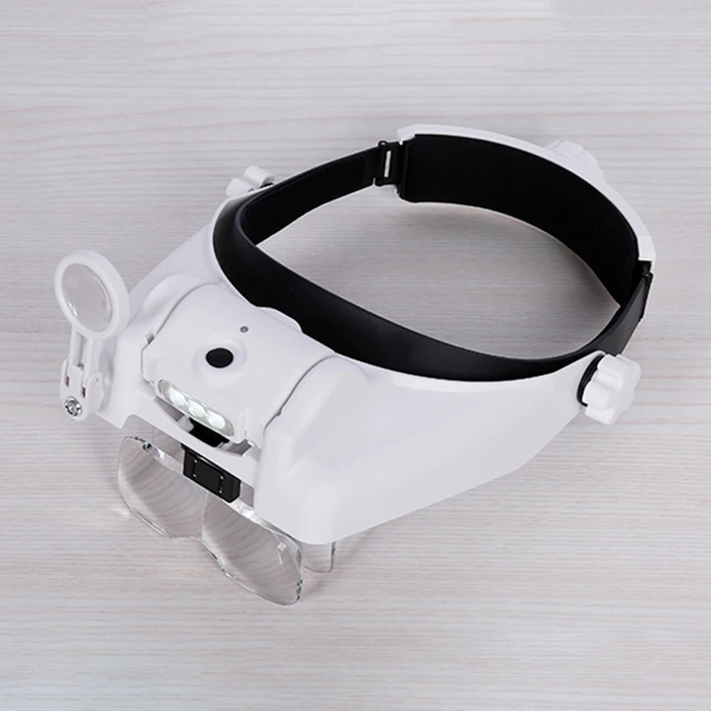 

Jeweler Loupe Repair Tools Headband Magnifier Multi-function LED Head Magnifying Glass 6 Lenses Adjustable Magnifiers