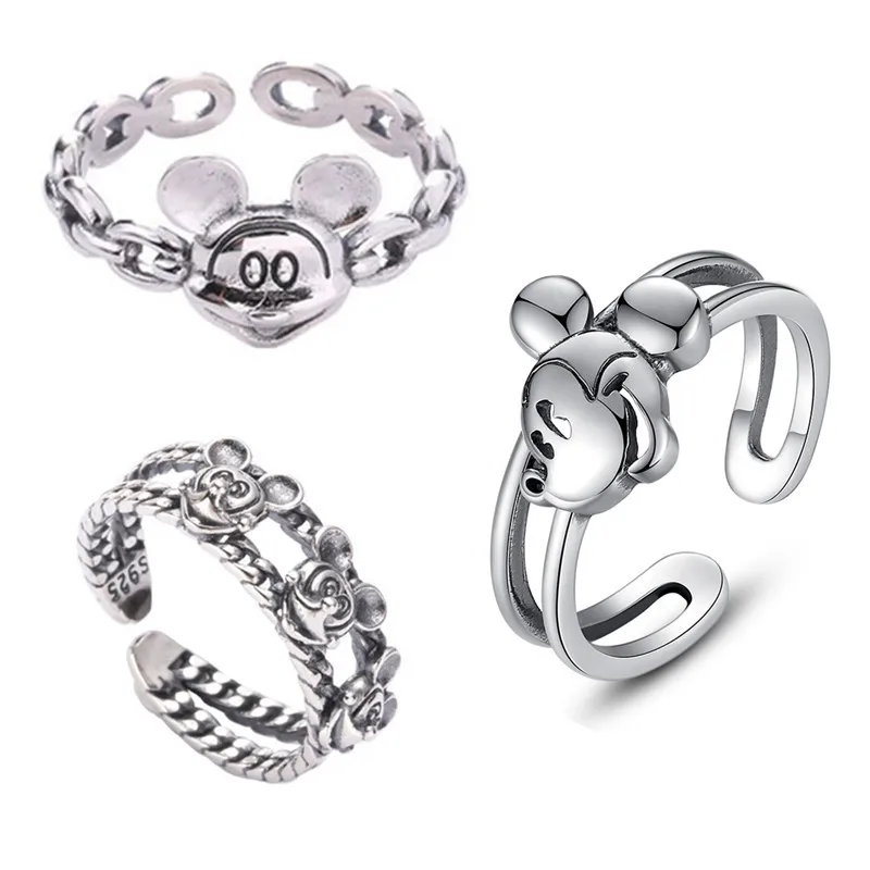 Открытое кольцо с Микки Маусом из стерлингового серебра Диснея в стиле ретро для