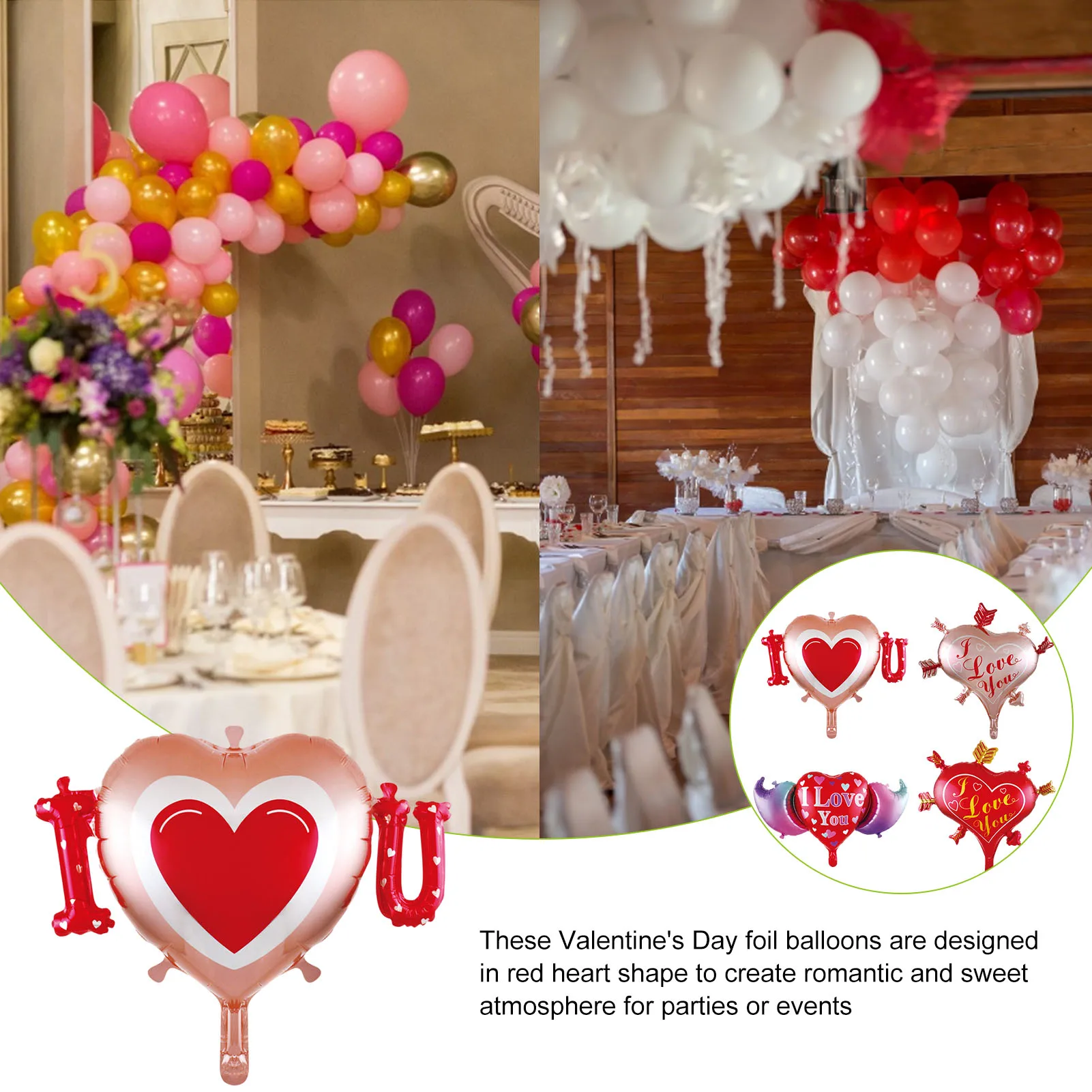 

8PCS Inflatable Heart-shaped Balloon Decoration for Wedding Romantic heart-shaped designs Sweet and bright colors best gift