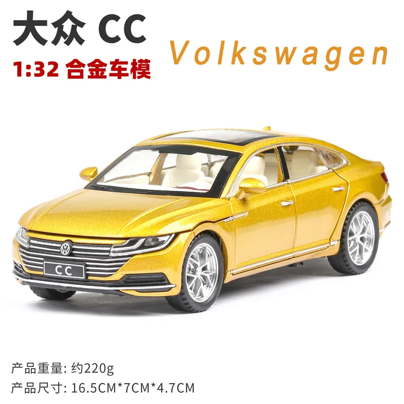 Золотой 1/32 весы Volkswagen CC литой под давлением сплав оттяните назад автомобиль коллекционная игрушка Подарки для детей - Цвет: Золотой