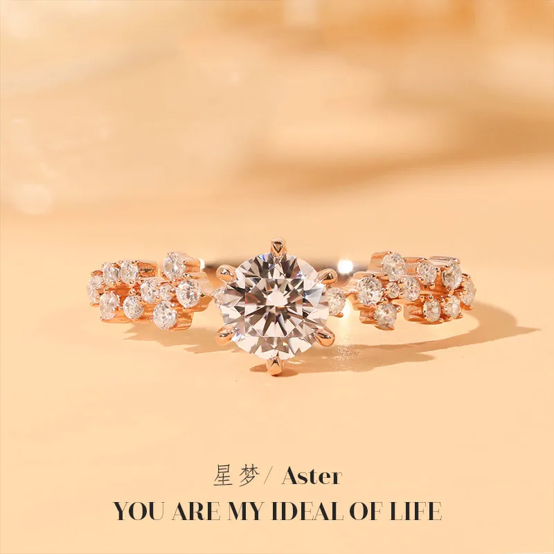 Женское свадебное кольцо с муассанитом из серебра 100% пробы искусственным