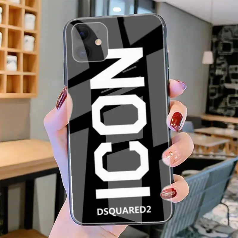 

Maple Leaf DSQUARED2 DSQ2 ICON Phone Cases Tempered Glass For Iphone6plus 6S 7 7plus 8 X XS XSmax XR 11 12 Pro Max 12mini