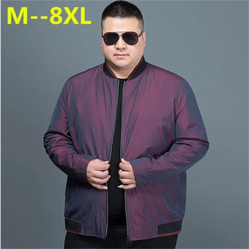

plus size 8XL 7XL Spring Autumn Men's Jackets Thin Solid Fashion Coats Male Casual loose Stand Collar Bomber Jacket Men Overcoat