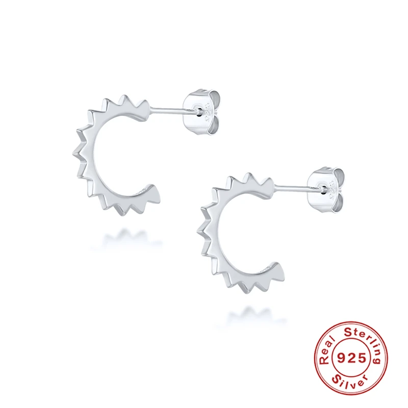 

Aide New Fashion Personality Gear Semicircle C-Shaped Stud Earrings S925 Sterling Silver Earring Ladies Gift Jewelry Accessories