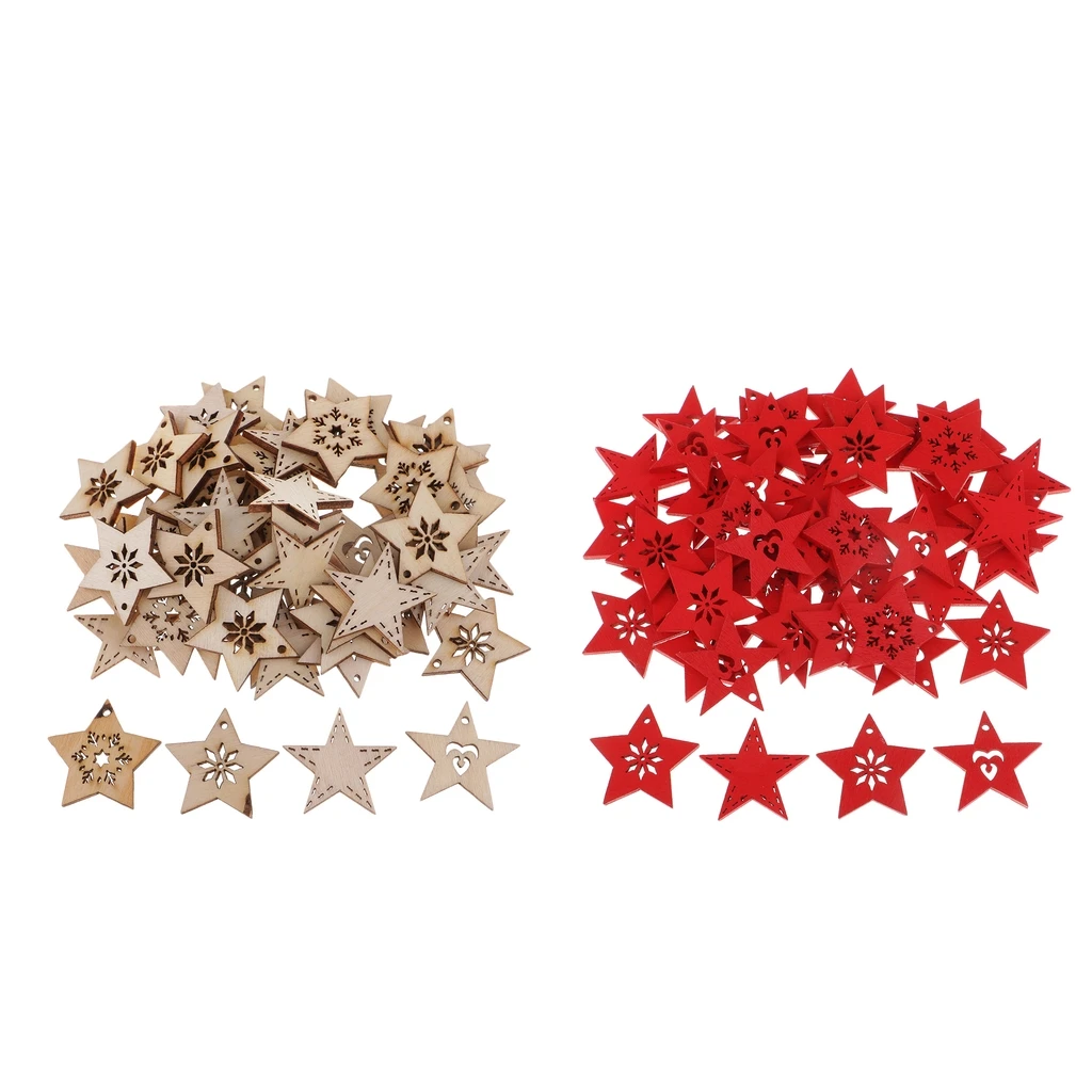 

50X WOODEN CHRISTMAS Shapes Wood Embellishment DIY Scrapbooking Arts Crafts