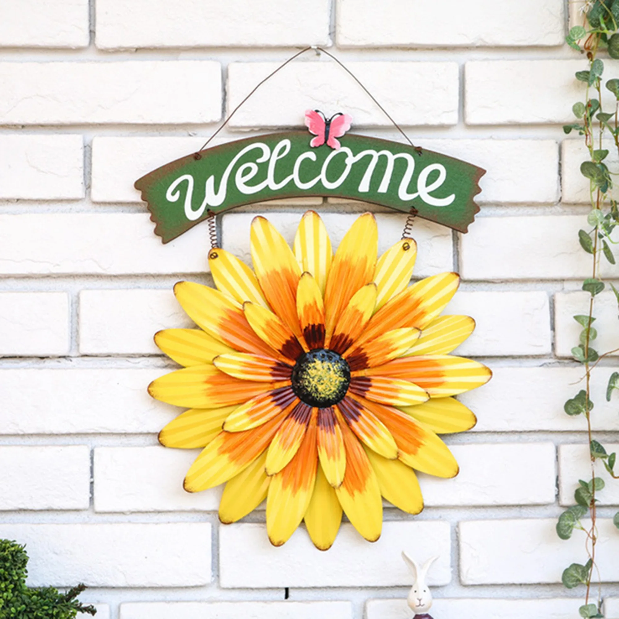 

Кованое железное украшение для стен, цветы герберы, знак приветствия, с отверстием на спине, красивый аксессуар для дома