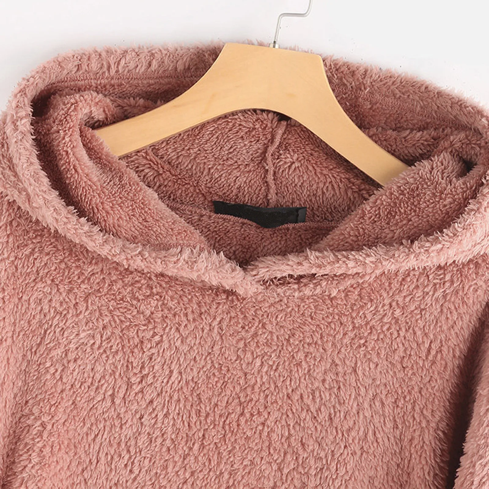 

Plus Size Fashion Plush Hooded Sweater Casual Winter Solid Pullover Top Ladies Female Streetwear Women Long Sleeve Blusas Jumper