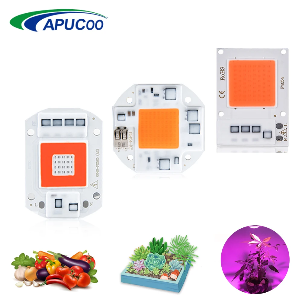 COB Светодиодная лампа полного спектра для выращивания растений 220 В переменного