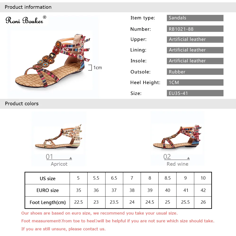 Сандалии Roni Bouker женские с пряжкой пляжная обувь на плоской подошве со стразами