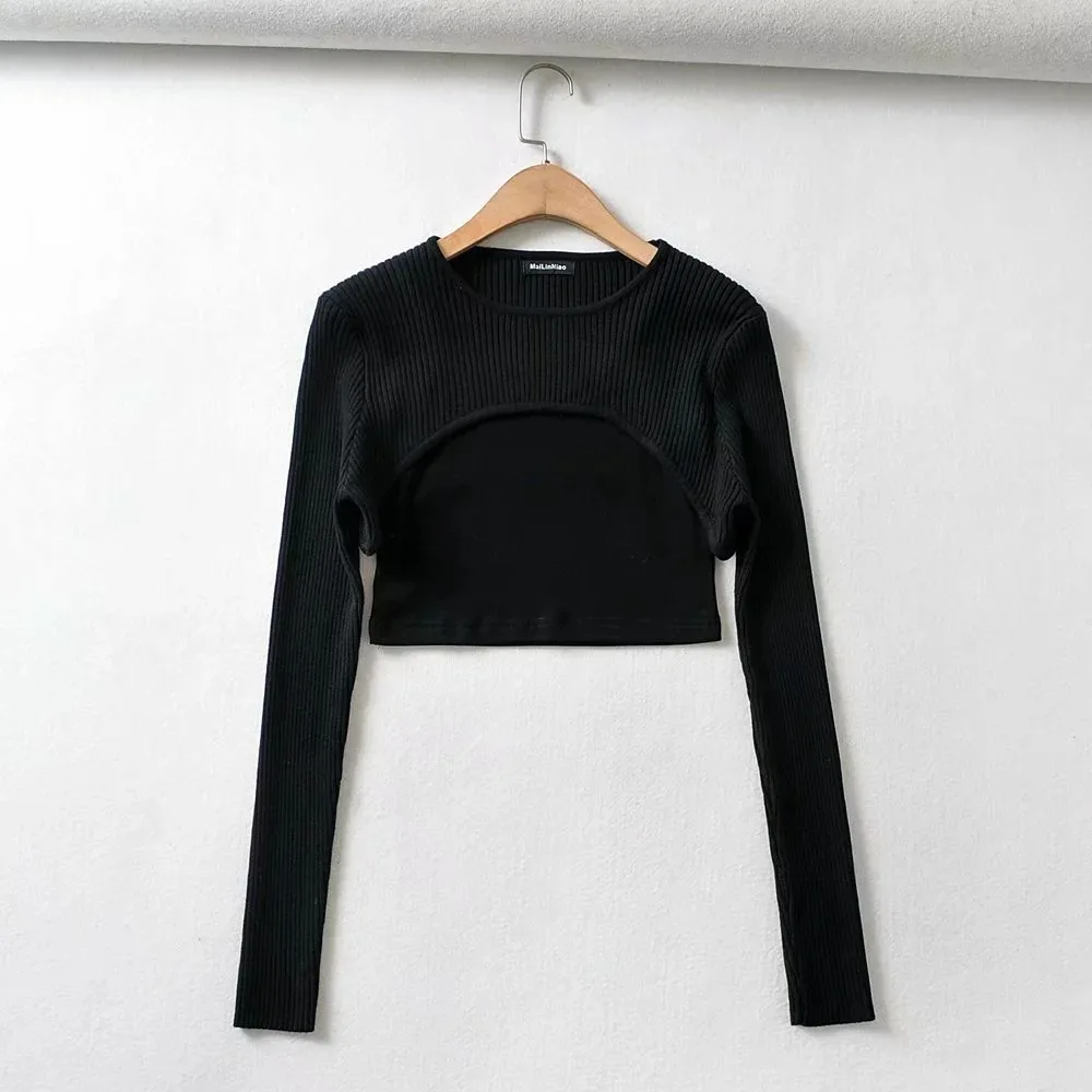 

Y Demo Casual Hollow Out Long Sleeve Women O Neck T-Shirt Female Fashion Clothing 2020 Spring Tide