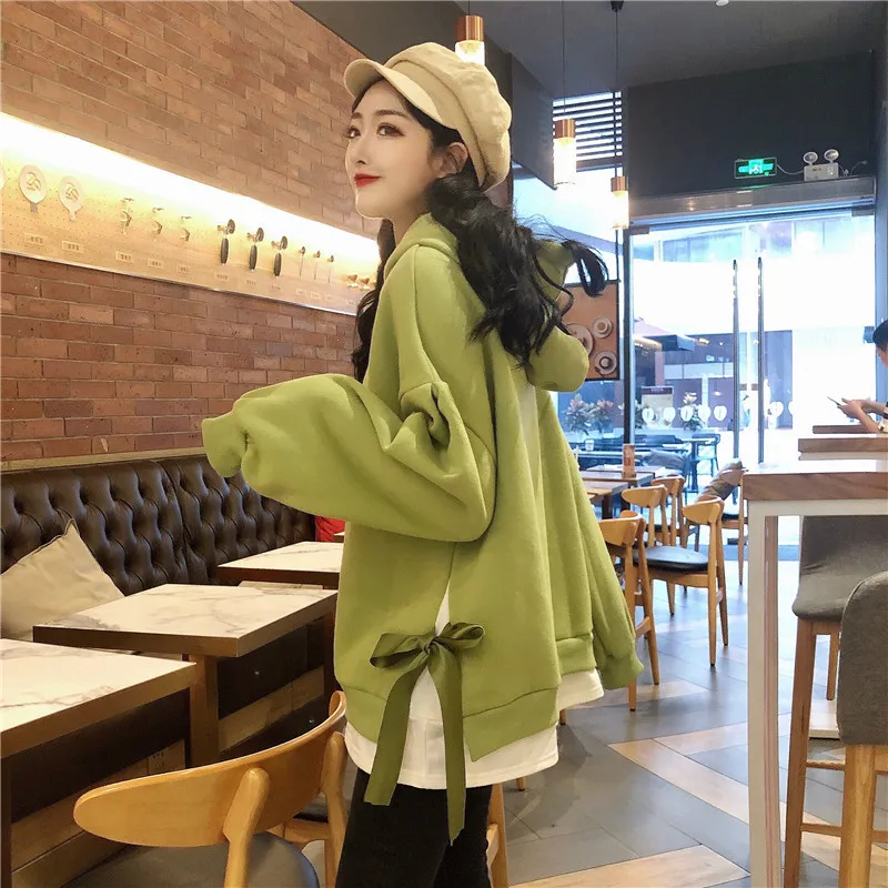 Hoodies Women Hooded Solid High Quality Warm Korean Style Loose Drawstring Harajuku Womens Casual Students Thicker Velvet Girls