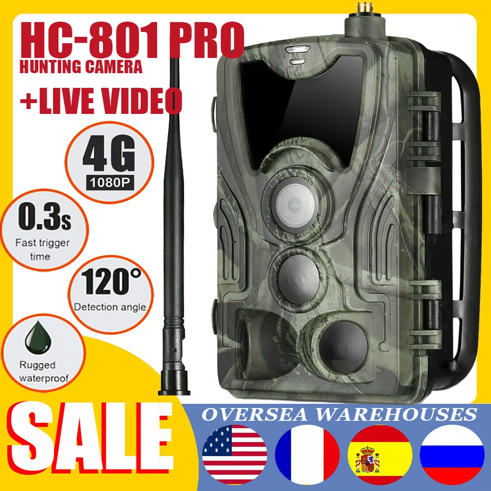 

HC-801pro Trail Night Camera 4K/1080P/720P/VGA Real-Time Video APP 4G Cellular Mobile 30MP Wireless Wild Hunting Surveillance