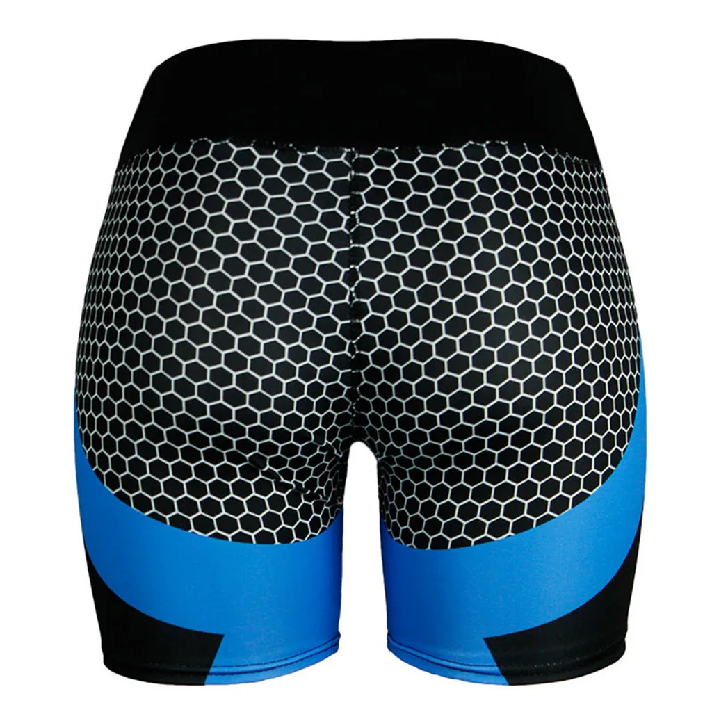 Женские шорты с цифровой печатью в виде сот Лоскутные высокой талией для йоги
