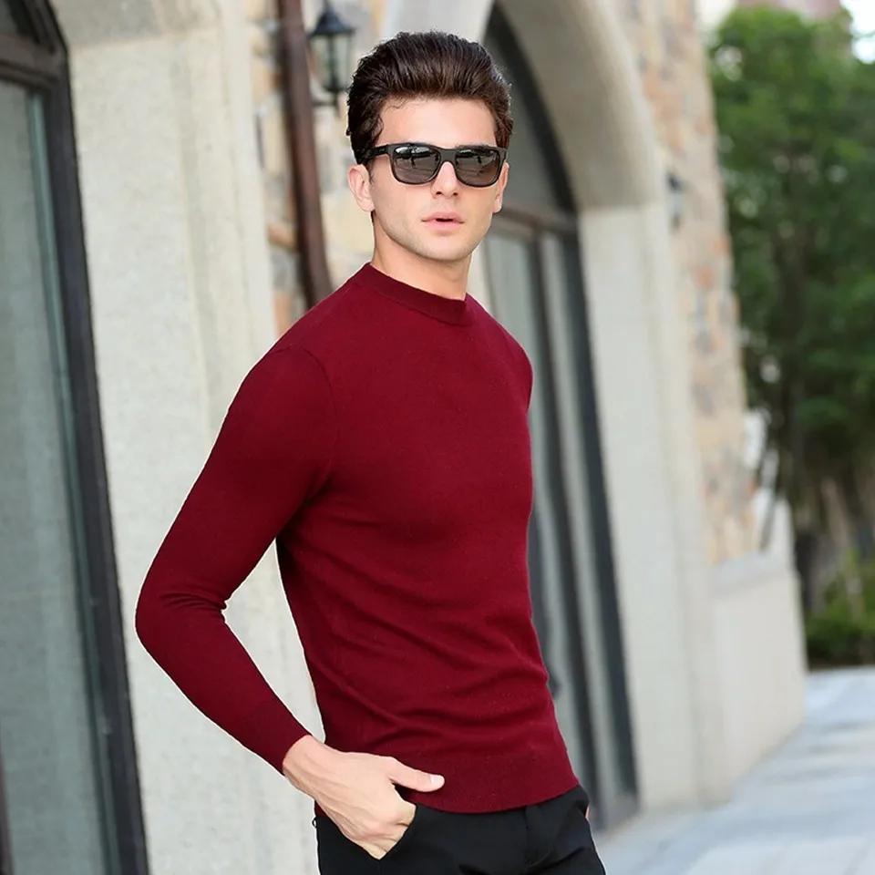 Мужской свитер из 100% чистой шерсти Зимний вязаный серый простой Женский пуловер