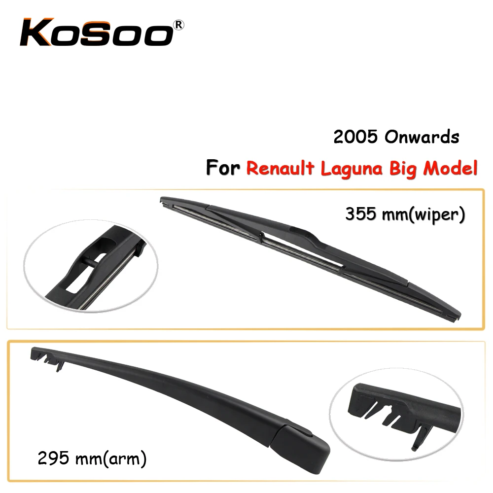 

KOSOO Auto Rear Wiper Blade For Renault Laguna Big Model,355 mm 2005 Onwards Rear Window Windshield Wiper Blades Arm,Car Styling