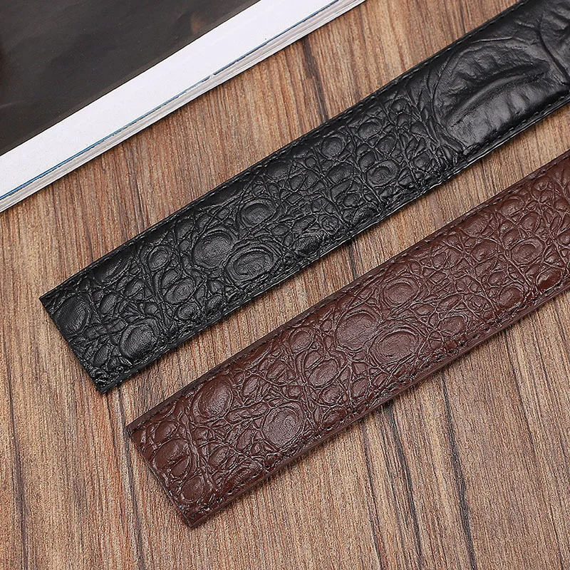 

High Quality Luxury No Buckle Automatic Buckle Belt Mens Fashion Crocodile Grain Designer Genuine Leather Waist Strap No Buckle