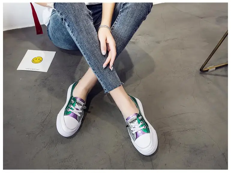 2021 autumn new color matching white shoes personality fashion fake lace flat foot lazy women wild single shoes