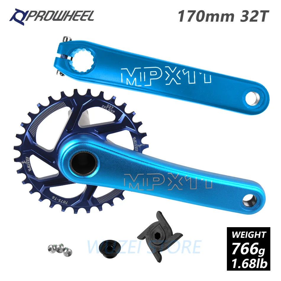 170mm Blue 32T PROWHEEL MPX11 Кривошип горного велосипеда цепное колесо 170/175 мм/30/32/34/36/38 T звезды MTB велосипед диаметра окружности болтов для SRAM GXP XX1 X9 модными принтами XO X01 - Цвет: 170mm Blue 32T