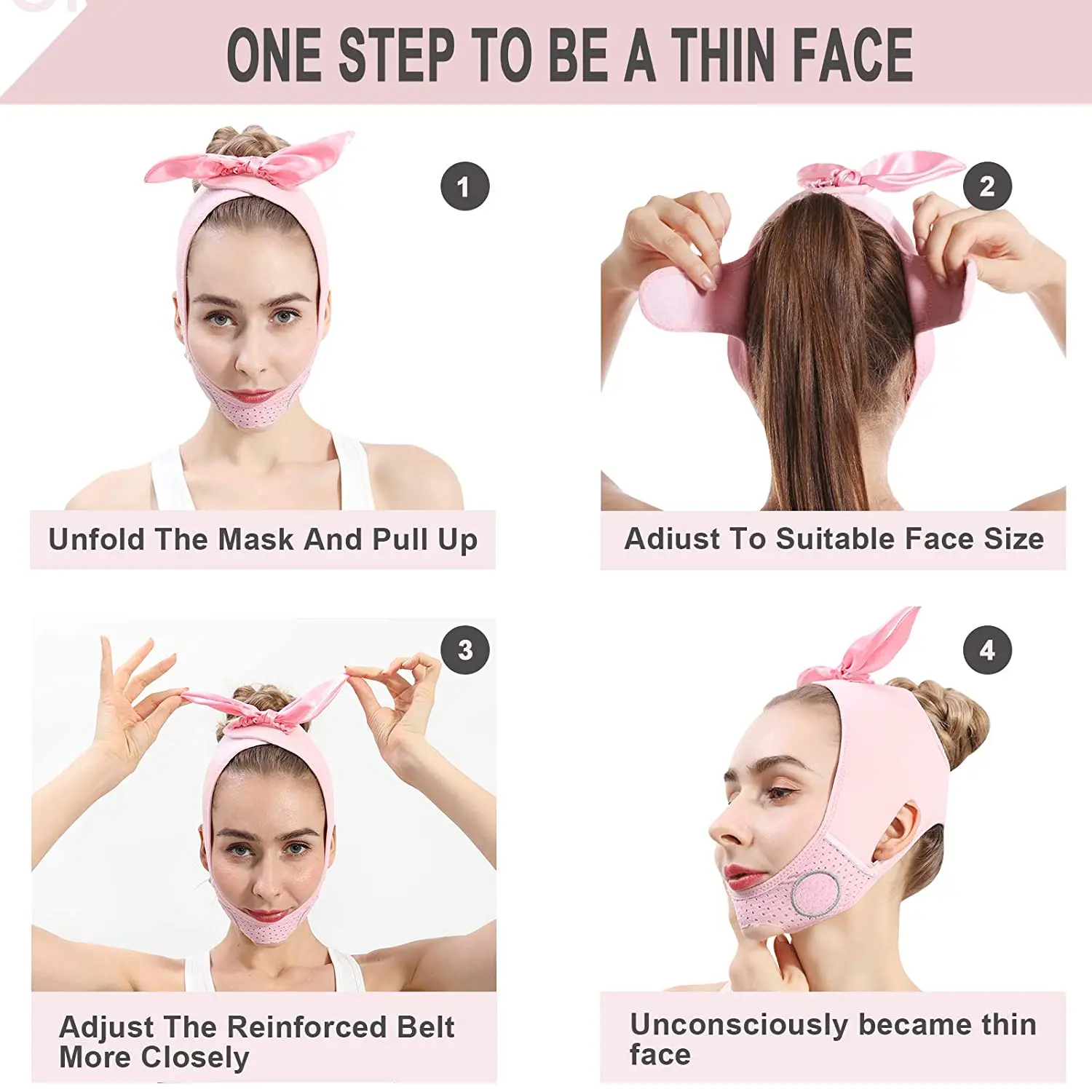 

Double Chin Reducer Face Slimming Strap Skin-Friendly Reusable V-Line Up Face Lifting Bandage Facial Contour Lifting Belt