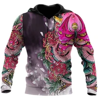 new fashion men hoodie beautiful retro samurai tattoo 3d full printed harajuku sweatshirt unisex casual zip jacket cnd29