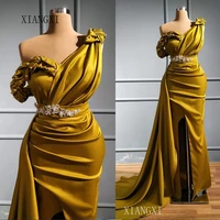 xiangxi mermaid evening dresses long formal gowns 2020 crystal beaded satin high split floor length vestido de festa longo