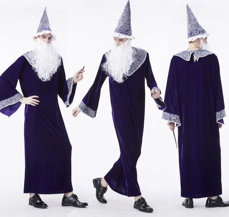 Halloween New Gandalf Sorcerer Adult Men Bar Nightclub Stage Performance Costume