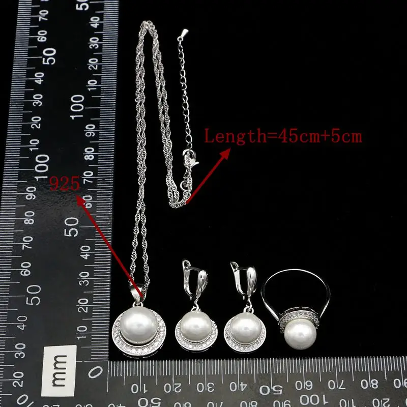 Белые жемчужные бусы Свадебные Ювелирные наборы для женщин