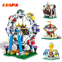 300 amusement park ferris wheel building blocks model pirate ship bricks toys for kids educational gifts