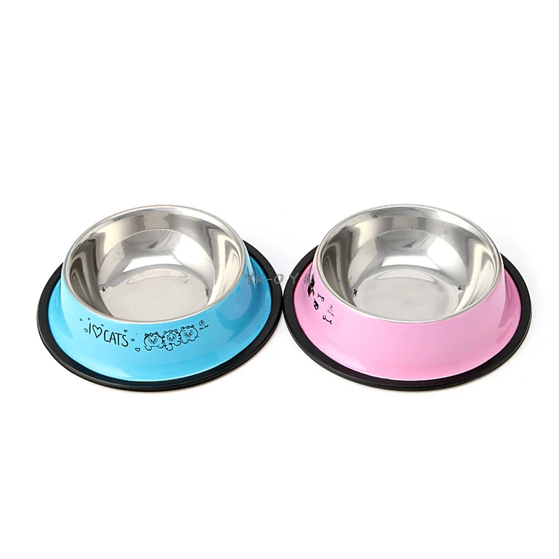

Arrival Pet Product For Dog Cat Bowl Stainless Steel Anti-skid Pet Dog Cat Food Water Bowl Pet Feeding Bowls Tool 2 Colors