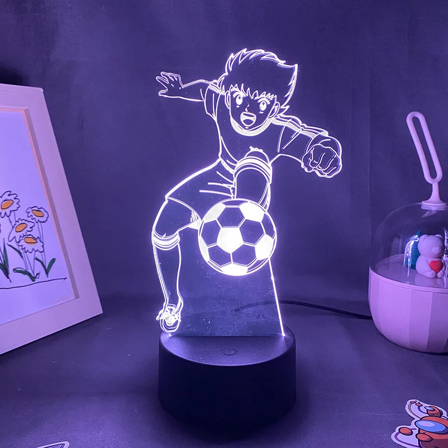 

3D Led Anime Captain Tsubasa Figure Neon Night Light Otaku Xmas Gift For Friends Lava Lamp Bedroom Decor Football Fans Kids Gift