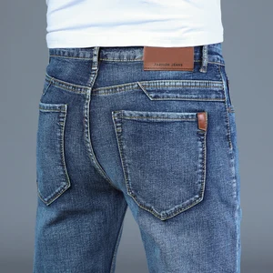 Джинсы мужские прямые стрейчевые, модные брюки из денима стрейч, классические, в деловом стиле, цвет синий, большие размеры 28-40, весна-осень 2023