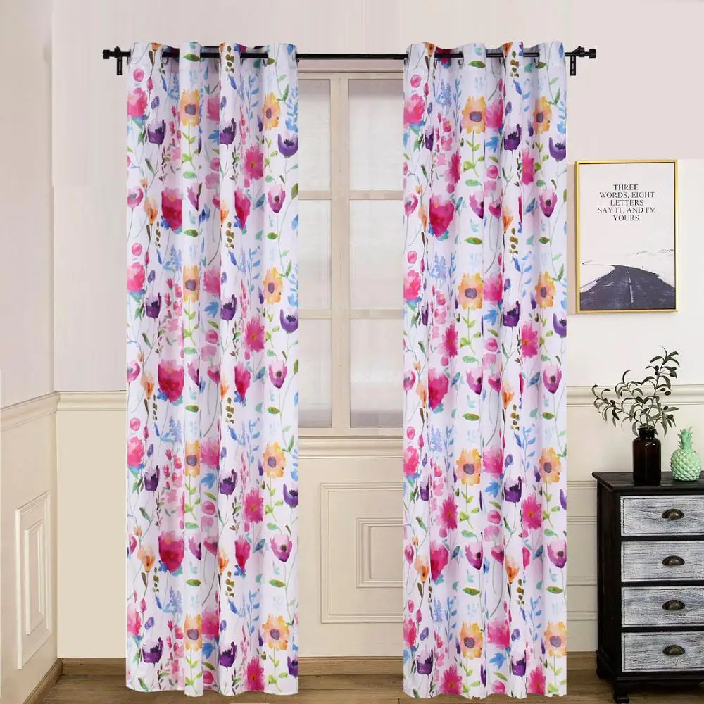 

Oxford cloth waterproof thermal insulation printed blackout curtains Bedroom living room flower decoration curtain customize