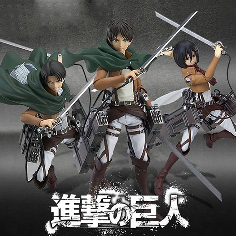 15cm attack on titan figure Levi Mikasa Eren pvc Model Toys &amp 10cm 3d Q version Clay Doll Birthday Gift | Игрушки и хобби