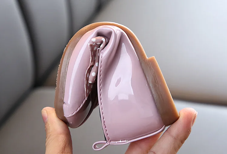 Обувь для девочек с узором в горошек и бантом милые черные осенние Prinses из