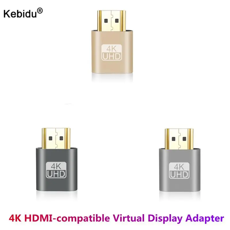 

kebidu VGA Virtual Display Adapter HDMI 1.4 DDC EDID Dummy Plug Headless For Ghost Display Emulator Aluminum Alloy Lock plate