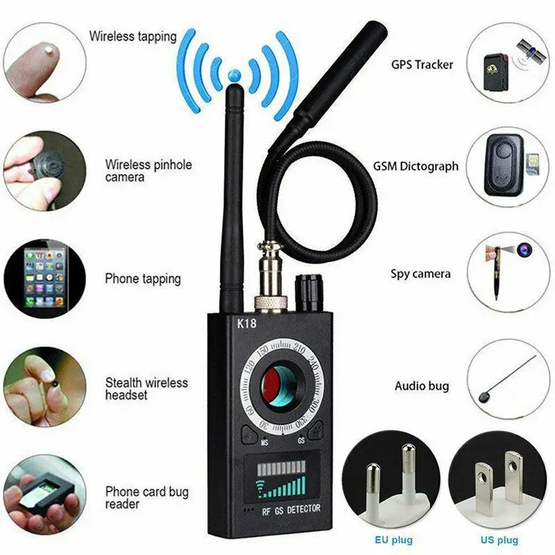 

K18 Anti Spy RF Signal Scanner Hidden Camera Detector Anti Candid Camara Magnetic GPS Tracker Wireless Mini Audio GSM Bug Finder
