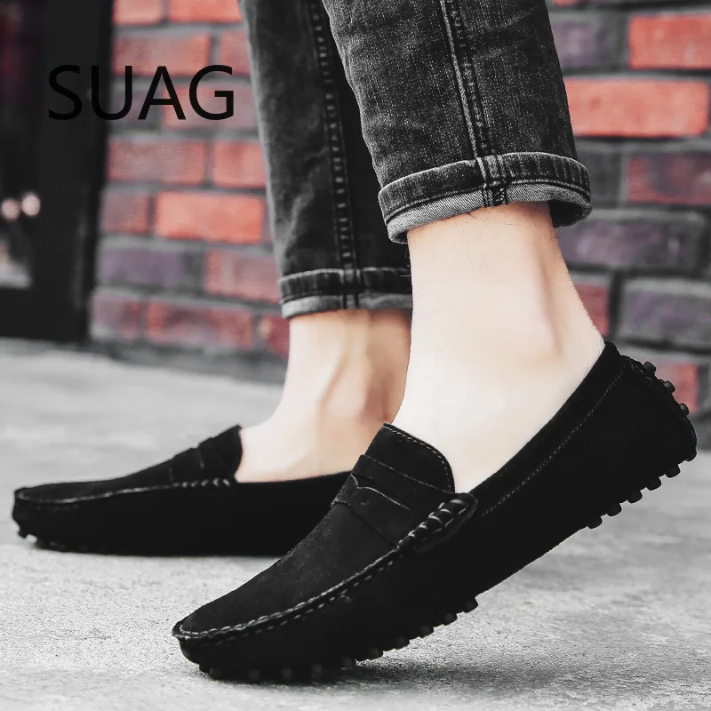 

Large Size 49 Men Loafers Soft Moccasins High Quality Spring Autumn Genuine Leather Shoes Men Flats Driving Red Bottom Shoes