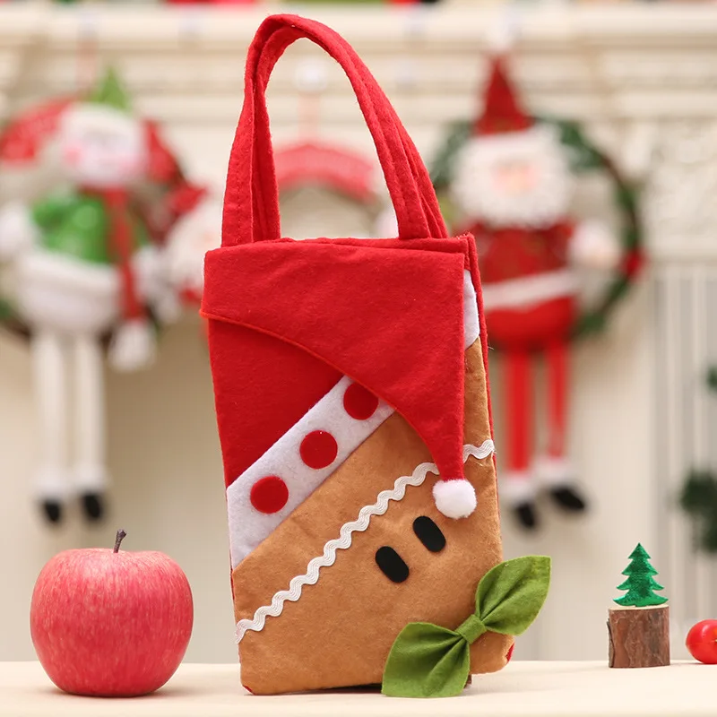 Gingerbread Man bag Рождественская конфетная Подарочная сумка для рождественских украшений для дома Noel год Подарочный пакет Санта-Клаус ручки для сумок - Color: Gingerbread Man bag