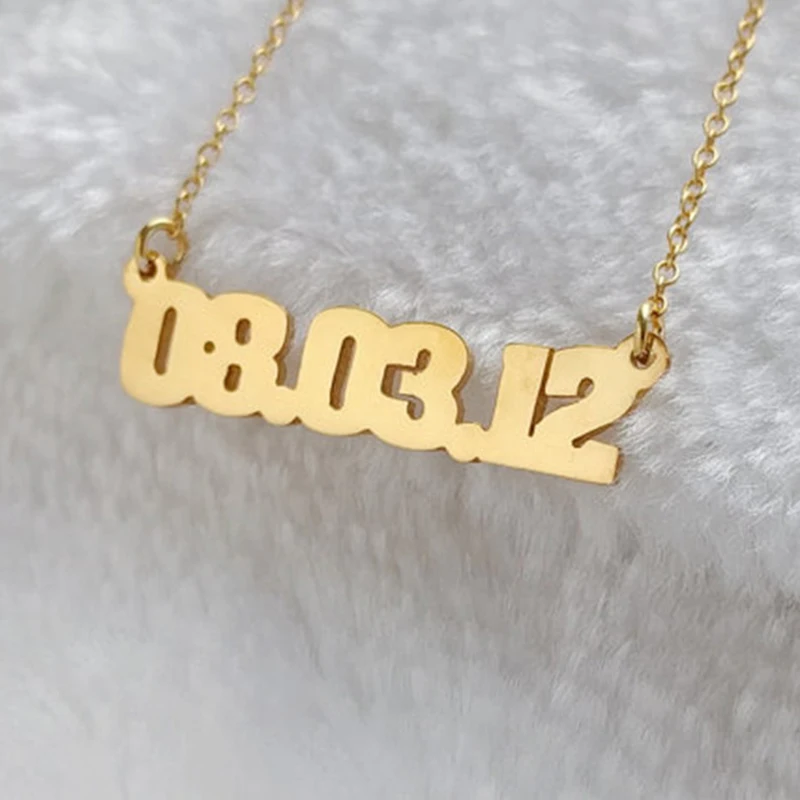 

Personalized Custom Necklace Wedding Day Birthday Data Number Pendant For Men Women Rose Gold Platinum Plated Color Jewe Gift