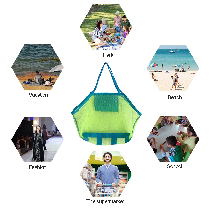 

Mesh Beach Bag Extra Large Beach Bags And Tote Backpack Toys Towels Sand Away Summer Beach Handmade Capacity Shoulder Bags