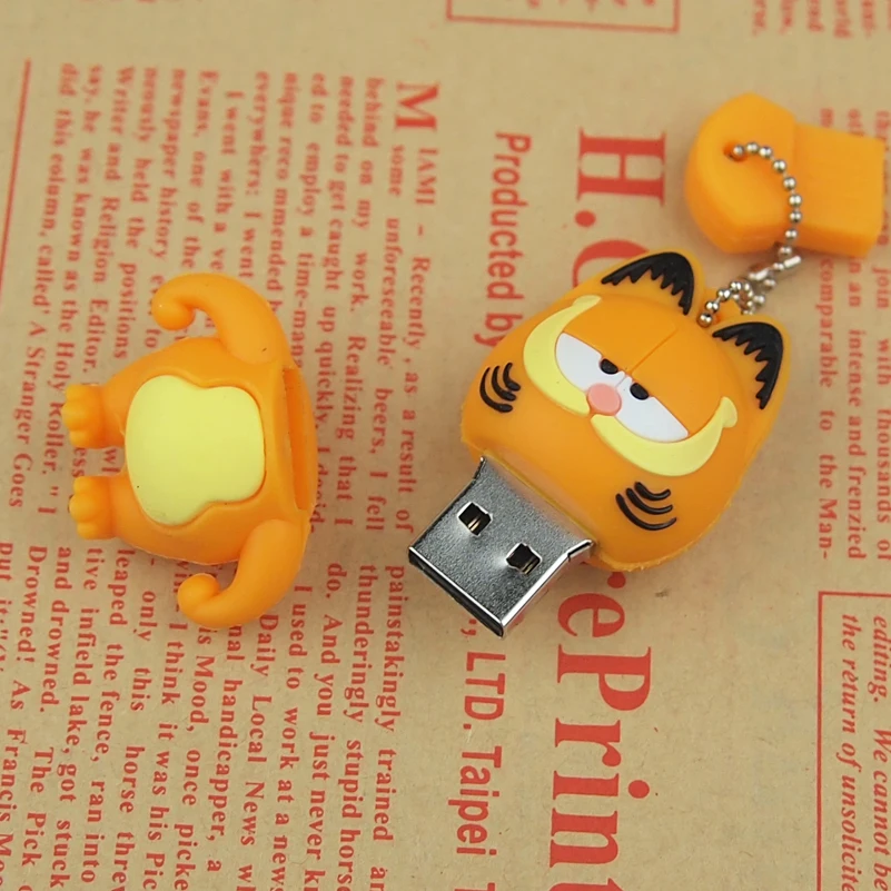 Реальная емкость Usb 2 0 Забавный силиконовый мультяшный флеш накопитель Гарфилд