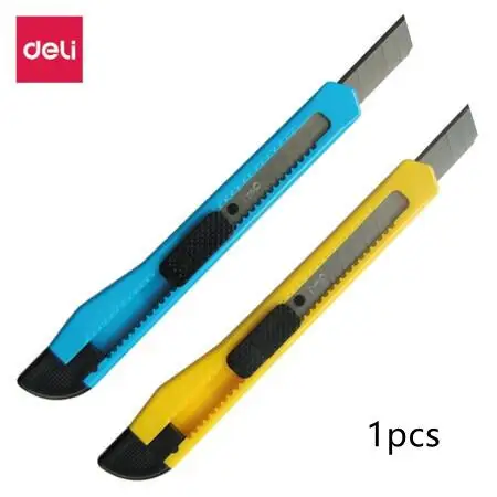 

1PC Deli 2052 Small Auto-Lock Plastic Shell Retractable Utility Knife Office Home Art Knife Paper Cutter Wallpaper Manual Knife