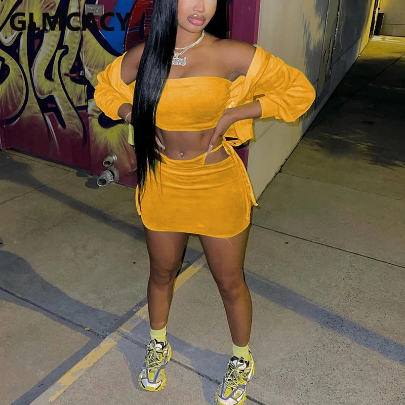 

Женский сексуальный топ-труба и облегающая мини-юбка, комплект с укороченным топом и курткой